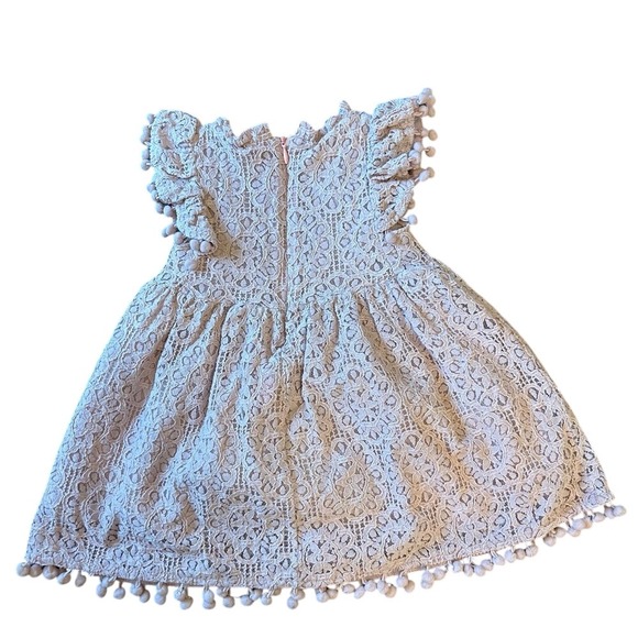 2Bunnies Dusty Mauve Lace Toddler Dress‎ w/ Pom Trim | Size 100 (3T) - Picture 2 of 7